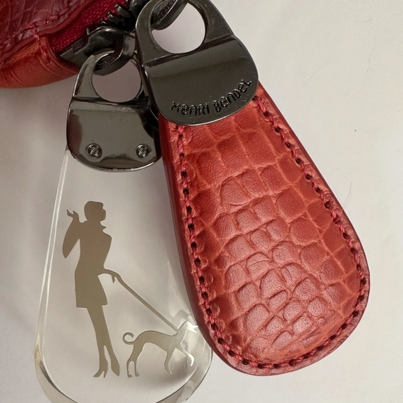 Henry Bendel Chic Red Crocodile-Embossed Wristlet 1990’s style - Picture 11 of 16